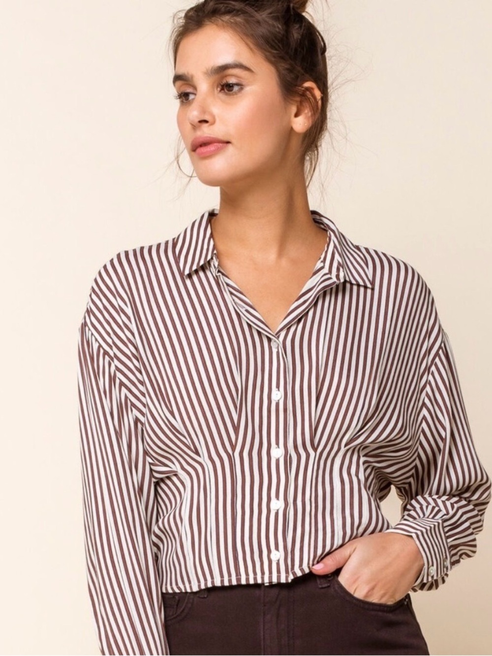 Amuse Society Kala Pinstriped Blouse M View 2